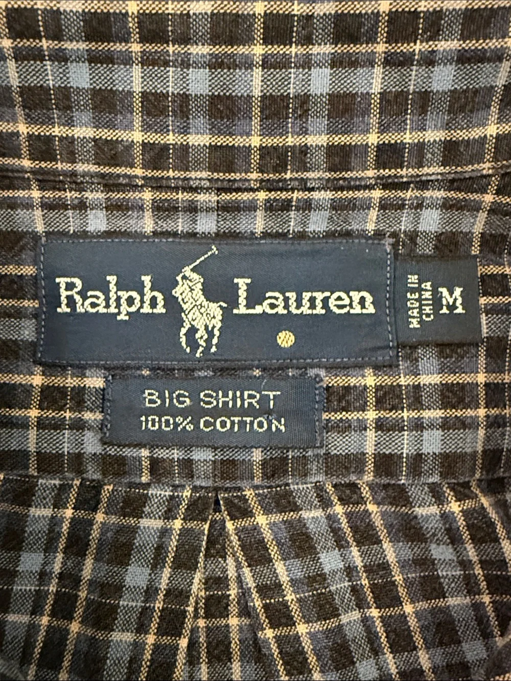 Polo Ralph Lauren Big Shirt Plaid Button Down Cotton Oversized Medium Blue - Picture 3 of 12